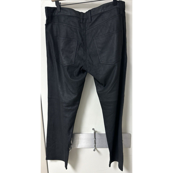 Current Elliott The Boyfriend Jet Black Goat Feather Leather Pants Women Size 28 - Picture 10 of 16